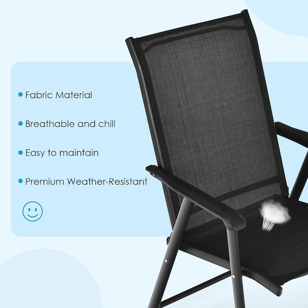 Costway 4pcs Patio Folding Dining Chairs Portable Camping Armrest Garden Black