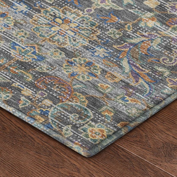 Mayfield Premium Machine Washable Abstract AMF2485 Gray 2 ft. x 3 ft. Accent Rug