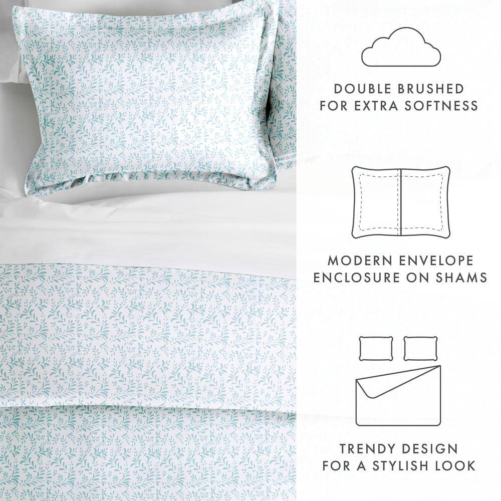 Light Blue Floral Print Full/Queen Duvet Cover Set