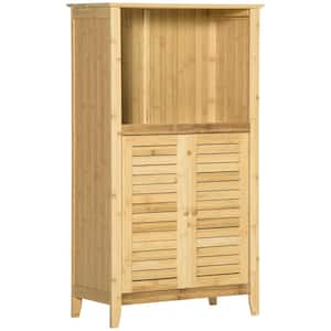 19.75 in. W x 10 in. D x 36.25 in. H Yellow Bamboo Freestanding Linen Cabinet with Doors