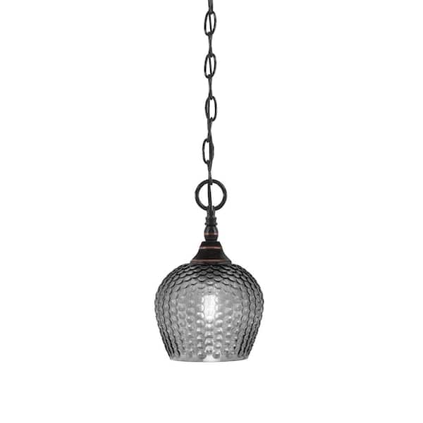 Unbranded Elva 100-Watt 1-Light Black Copper Shaded Pendant Light with 6 in. Smoke Glass Shade, No bulb included