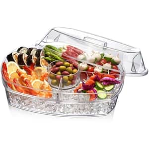 4-Compartment Clear P-17 Party Platter On Ice (Set of 1)