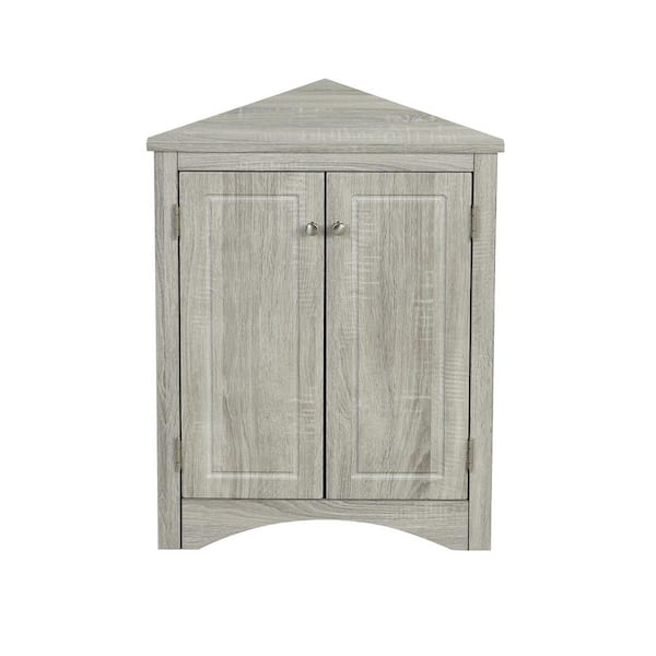 17.2 in. W x 17.2 in. D x 31.5 in. H Beige Triangle Bathroom Linen Cabinet with 2-Adjustable Shelves