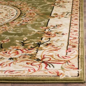 Lyndhurst Sage/Ivory Doormat 3 ft. x 5 ft. Floral Medallion Border Area Rug