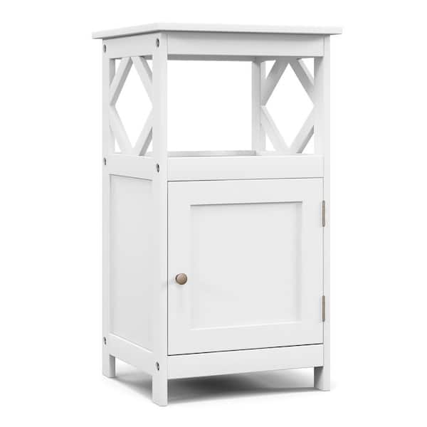 kleankin Slim Bathroom Cabinet, Freestanding Toilet Paper Storage with Two Drawers, Side Towel Rack, Four Castors, White