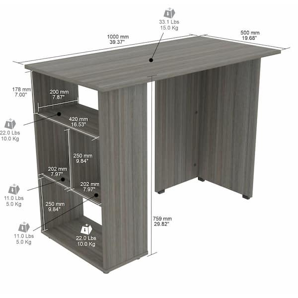 Inval 2 Drawer 1 Shelf 47 W Computer Desk With Keyboard Tray Smoke