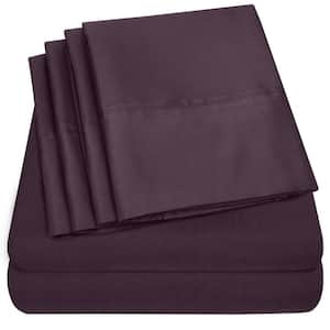 1500-Supreme Series 6-Piece Purple Solid Color Microfiber RV Queen Sheet Set