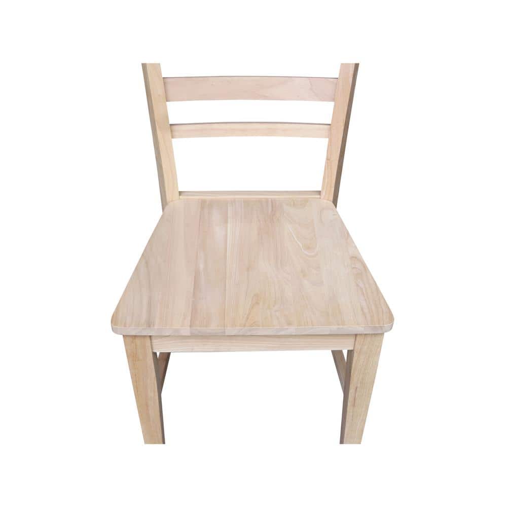 Eco-Friendly Solid Parawood Ladderback Dining Side Chairs, Set of 2