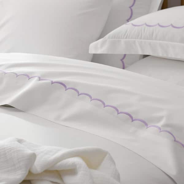 The Company Store Legends Hotel Embroidered Scallop Lavender Geometric Cotton Percale Euro Sham 51224F E LAVENDER The Home Depot