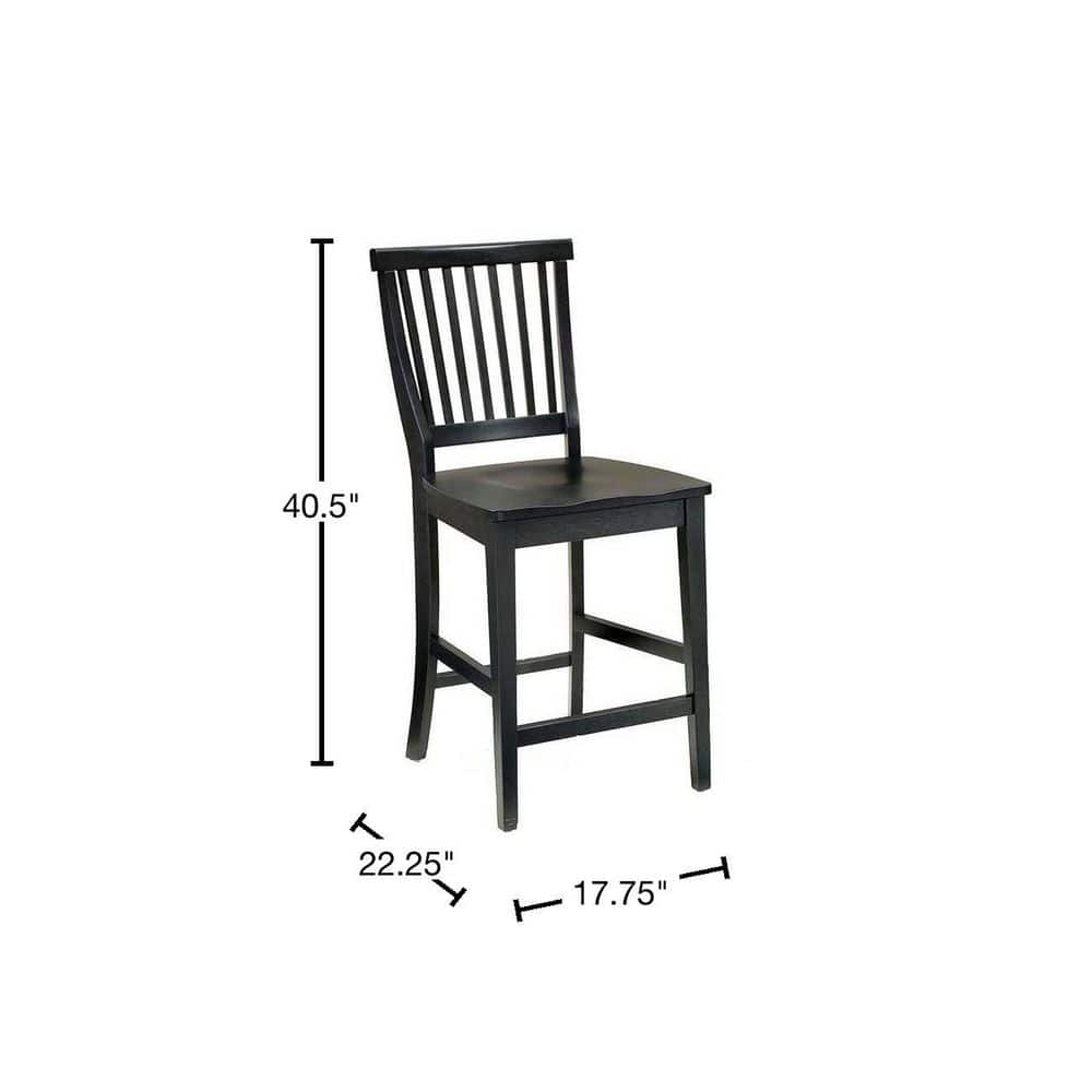 Arts and Crafts 24" Sleek Black Hardwood Counter Stool