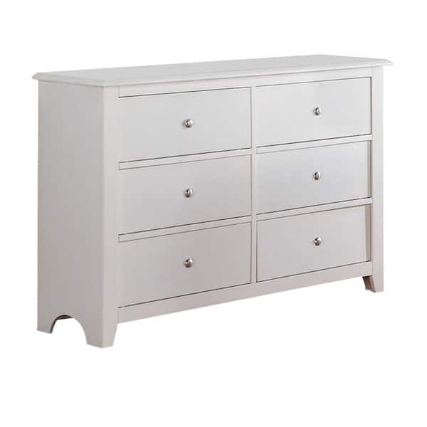 Benjara White 6-Drawer 48 in. Wide Dresser Without Mirror