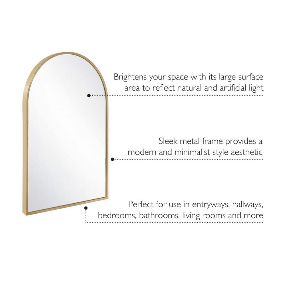 Maeve 30-Inch Gold Arched Wall Mirror with MDF Backing