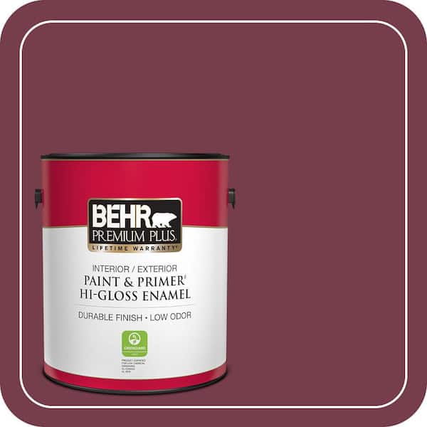 BEHR PREMIUM PLUS 1 gal. #ICC-110 Vintage Merlot Hi-Gloss Enamel Interior/Exterior Paint & Primer