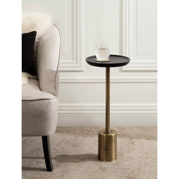 Kate and Laurel Xyler 10.00 in. Gold Round Solid Wood End Table