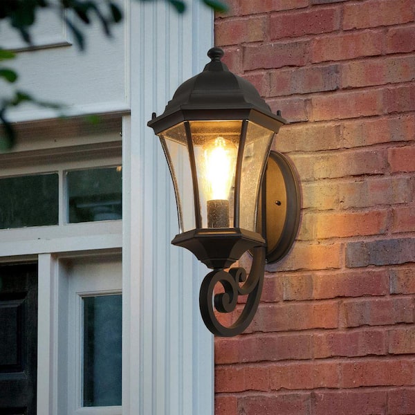 PAKOKULA 19.5 in. 1-Light Black Farmhouse Dusk to Dawn Outdoor