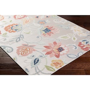 Lakeside Pale Blue/Multi Floral and Botanical 7 ft. x 9 ft. Indoor/Outdoor Area Rug