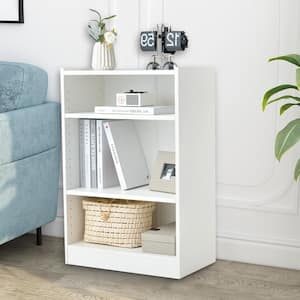 19.5 in. Wide White 2 Shelf 3-Tier Bookcase Open Display Rack Cabinet with Adjustable Shelves