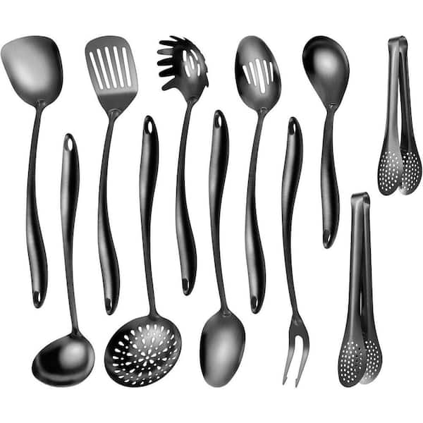 11-Piece Black Stainless Steel Matte Kitchen Cooking Utensil Gadgets Tools Set(Service for Kitchen)