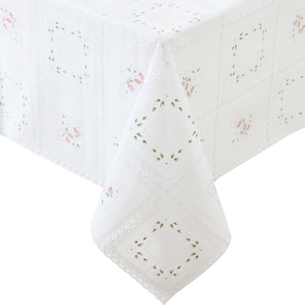 "Floral Lace-Inspired 3-Yard Cut-to-fit Vinyl Tablecloth/Table Protector, White - 54""W x 108""L" price history on PriceWatchPro