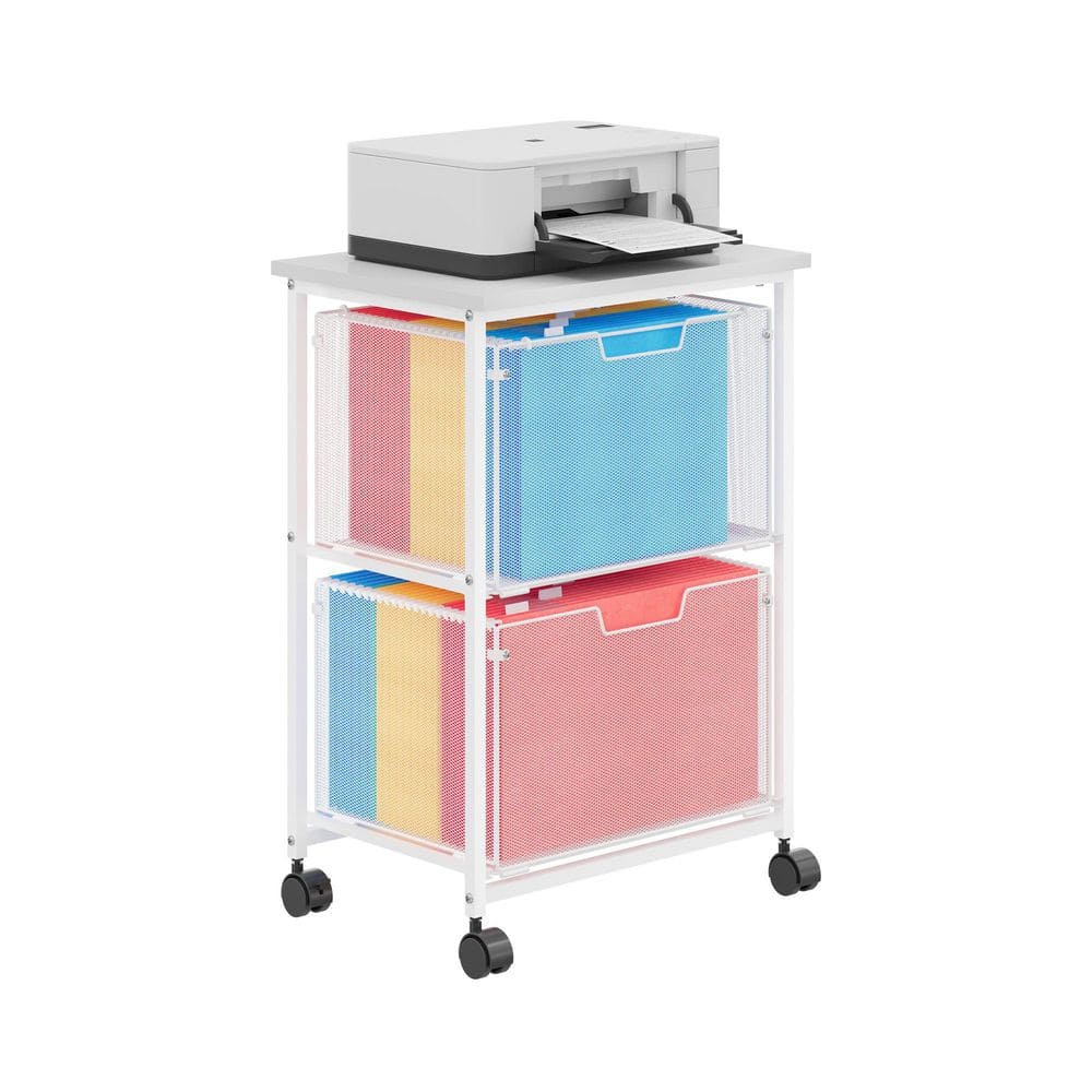 2 Drawer Letter Legal Size Rolling File Cabinet with Mesh Window Mobile Printer Stand White for Office Storage price history on PriceWatchPro