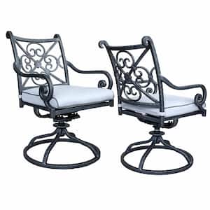 Elegantly Crafted Aluminum Patio Swivel Outdoor Rocking Chair with Blue Cushion for Garden Balcony(Set of 2)