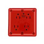 15 Amp Hospital Grade Extra Heavy Duty 4-in-1 Grounding Outlet, Red