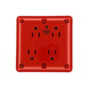 15 Amp Hospital Grade Extra Heavy Duty 4-in-1 Grounding Outlet, Red