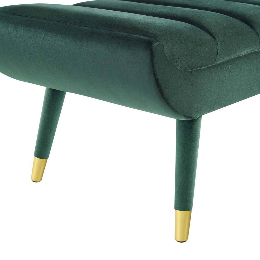 Elegant Green Velvet 53.5" Accent Bench with Gold Metal Accents