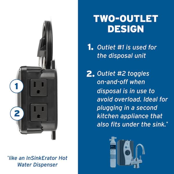 Garbage Disposal Air Switch Kit, Dual Outlet Sink Top Switch Button for All INSINKERATOR Models, Satin Nickel STS-OOSN
