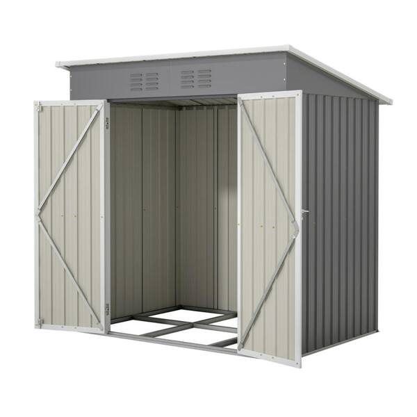 SUNRINX 6.0 ft. L x 3.9 ft. W Gray Outdoor Metal Storage Shed with