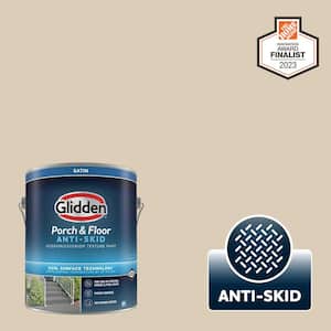 1 gal. PPG1097-3 Toasted Almond Satin Interior/Exterior Anti-Skid Porch and Floor Paint with Cool Surface Technology