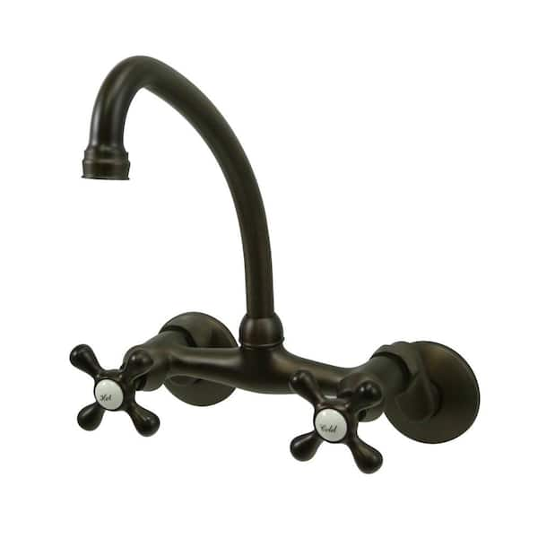 Kingston Brass Traditional 2-Handle Wall-Mount Standard Kitchen Faucet in Oil Rubbed Bronze