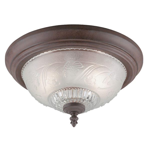 Westinghouse 2-Light Sienna Interior Ceiling Flush Mount with Embossed Floral and Leaf Design Glass