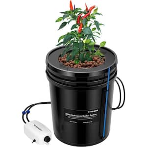 DWC Hydroponics Grow System 5 Gal. Deep Water Culture Bucket with Recirculating Drip Garden Kit in Black