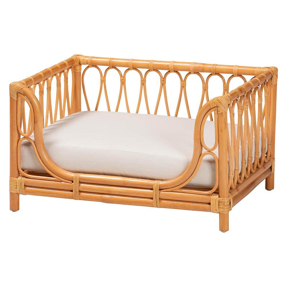 Kierra Small Honey Rattan Bohemian Elevated Pet Bed