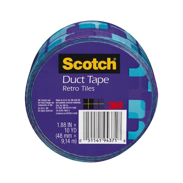 3M Scotch 1.88 in. x 10 yds. Violet Retro Tiles Duct Tape