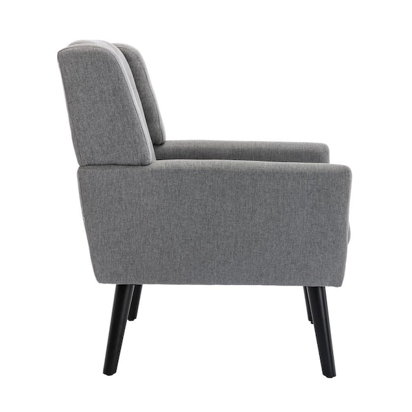 Single Chair Modern Soft Linen Material Ergonomics Accent Chair , Living  Room Chair, Bedroom Chair with Black Legs, for Indoor Home,Light Gray