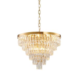 16-Light Gold Metal Chandelier with Crystals