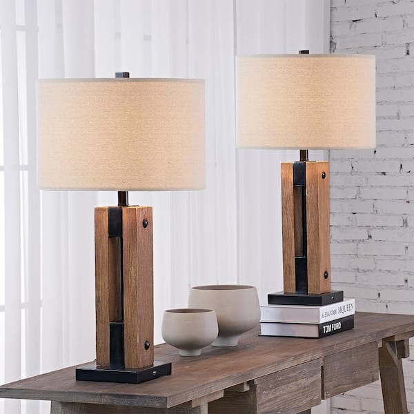 Lilith 28 " Brown/Black Table Lamp Set with USB (Set of 2)