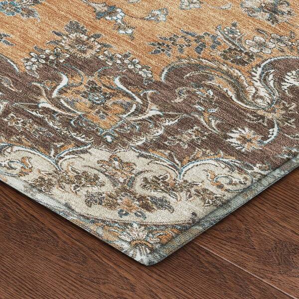 Mayfield Premium Machine Washable Abstract AMF2495 Copper 2 ft. x 3 ft. Accent Rug