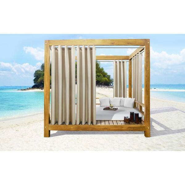 Unbranded - Seascapes Linen 50 in. x 84 in. Grommet Light Filtering Indoor/Outdoor Curtain Panel Pair