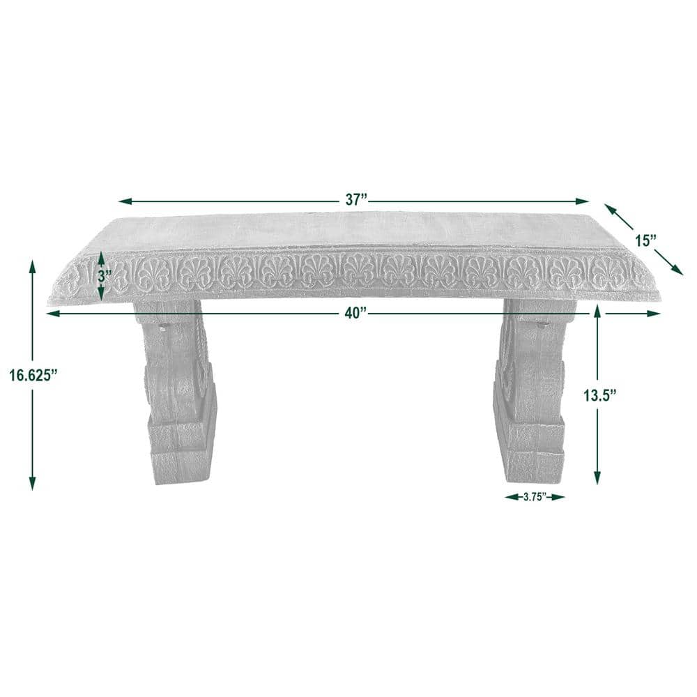 Gray Fiberclay Weather Resistant Outdoor Garden Bench