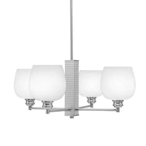 Albany 24 in. 4-Light Brushed Nickel Chandelier with White Marble Glass Shades