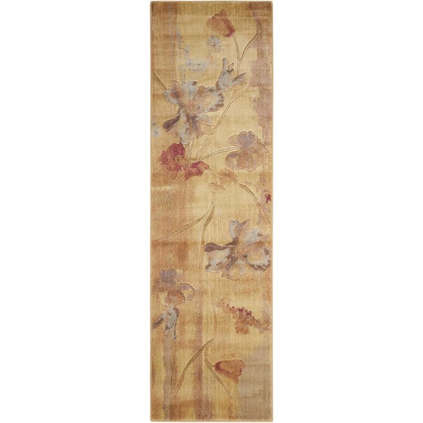 Nourison Somerset Beige 2 ft. x 8 ft. Floral Vintage Kitchen Runner Area Rug