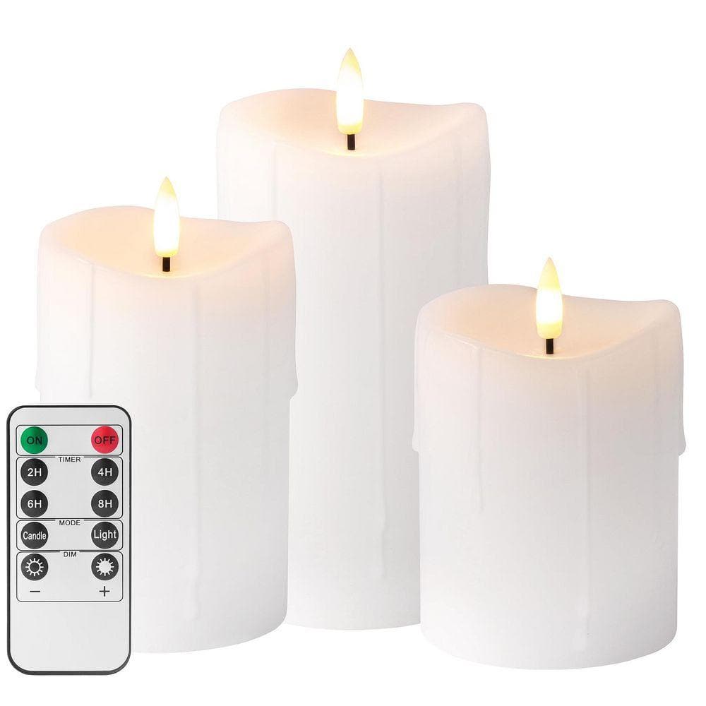 White Battery Powered Unscented Plastic Flameless LED Candles 3