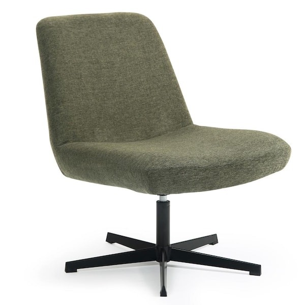 Glamour Home Bayard Green Fabric Accent Chair with Black Swivel Legs