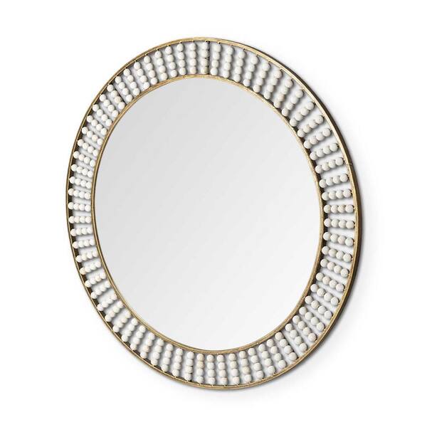 HomeRoots Mariana 42.12 in. x 2.75 in. Classic Round Framed Gold Vanity Mirror