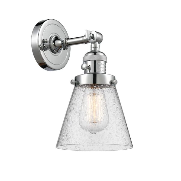 Innovations Cone 1-Light Seedy, Polished Chrome Wall Sconce with Clear Glass Shade