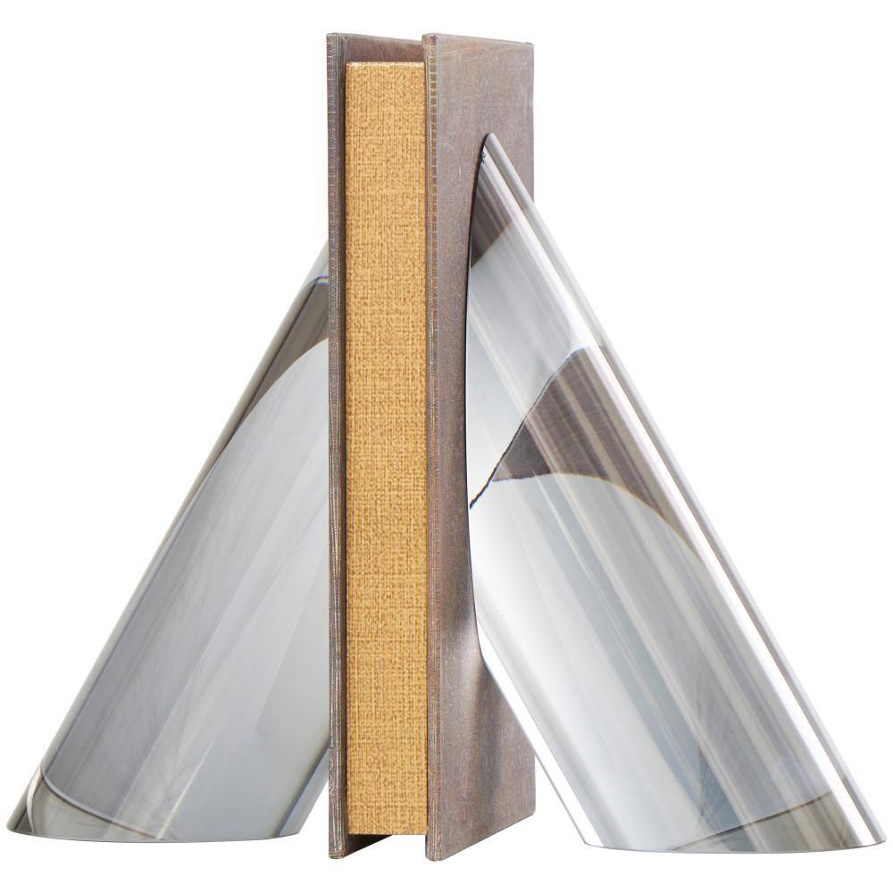 Silver Glass Pyramid Shaped Non-Skid Bookends, Set of 2