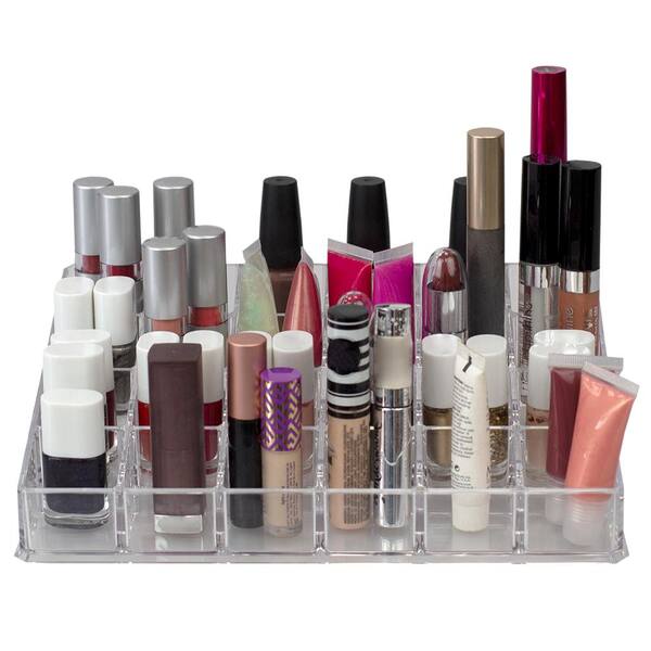 24-Compartment Transparent Plastic Cosmetic Makeup and Nail Polish Storage  Organizer Holder in Clear HDC62922 - The Home Depot